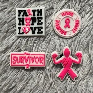 Breast Cancer Croc Charm Set